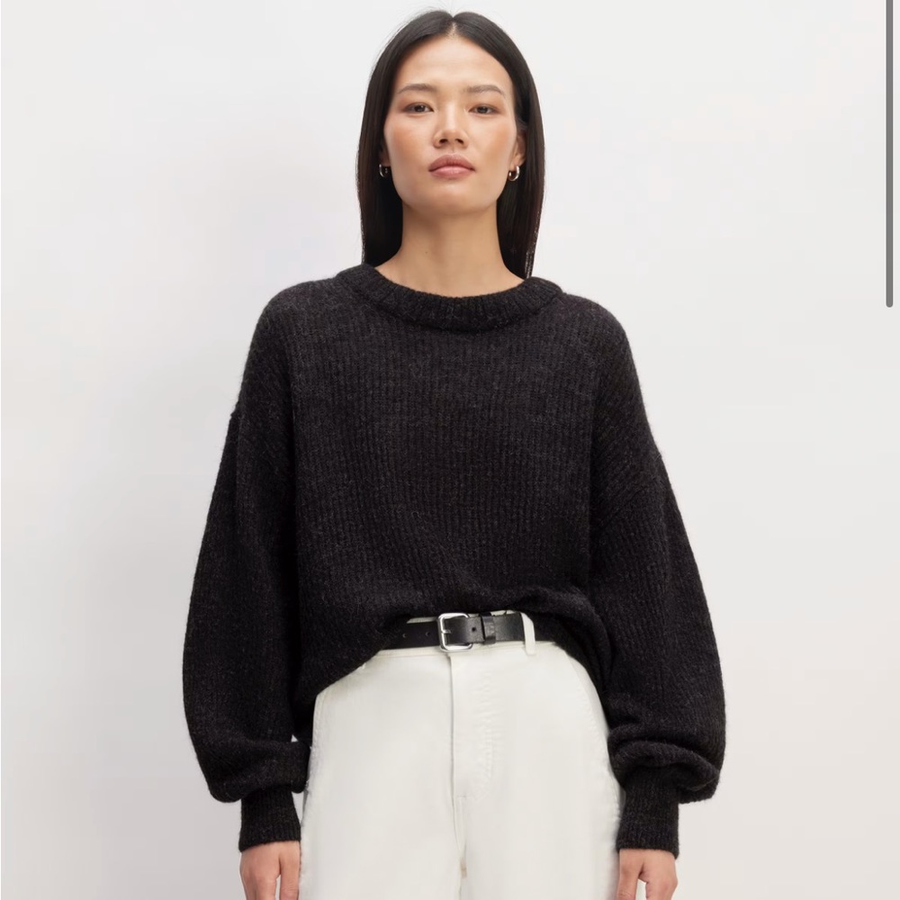 Everlane Alpaca Crew, S, Heathered Black